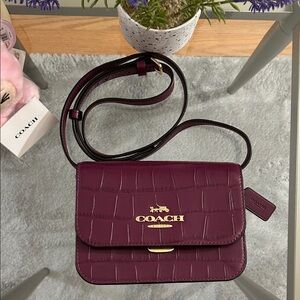 Coach Plum Croc-Embossed Crossbody Bag